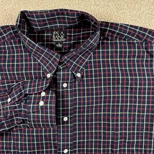 Jos A Bank Plaid Button Down Shirt Mens XL Long Sleeve 100% Cotton